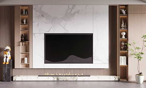 Modern TV background wall TV cabinet 3d model