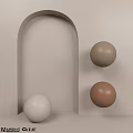 Geometric Components With Arch Structure And Colored Spheres In Neutral Tones