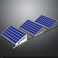 Solar Panels Array Installation With Blue Photovoltaic Cells For Renewable Energy