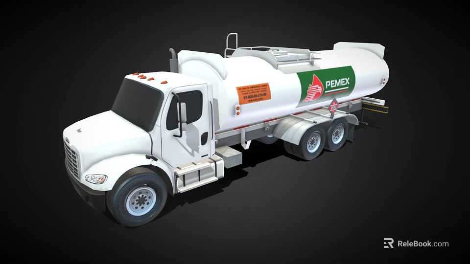 White PEMEX Fuel Tanker Truck With Green Leaf Logo And Orange Labels 3d model 