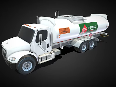 White PEMEX Fuel Tanker Truck With Green Leaf Logo And Orange Labels 3d model