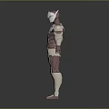 3D Character And Creature Model With Biomechanical Design White Pink Armor And Humanoid Structure 3d model