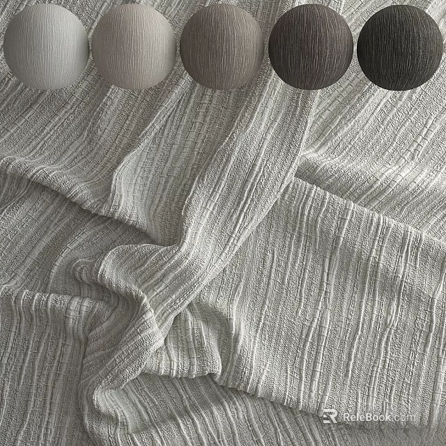 Spherical Components On Gray Striped Textured Fabric With Soft Weave Design 3d model 