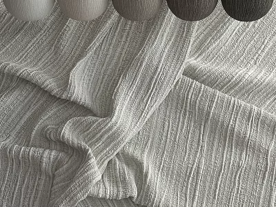 Spherical Components On Gray Striped Textured Fabric With Soft Weave Design 3d model