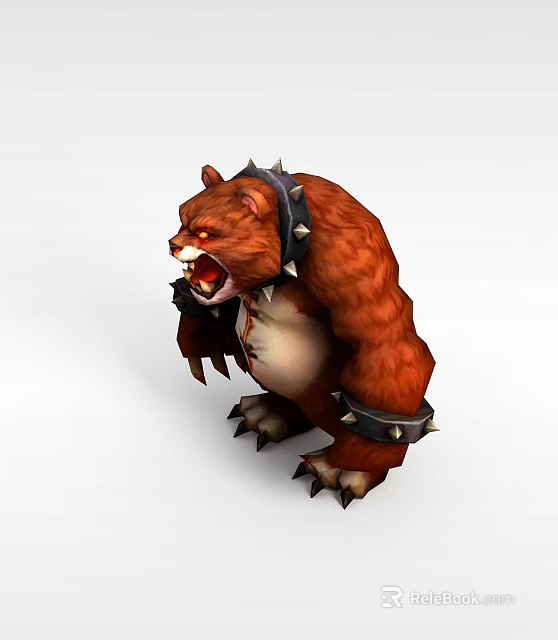 Science and Technology Exhibition Hall Displaying 3D Brown Bear Model With Spiked Accessories 3d model 