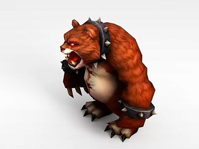 Science and Technology Exhibition Hall Displaying 3D Brown Bear Model With Spiked Accessories 3d model