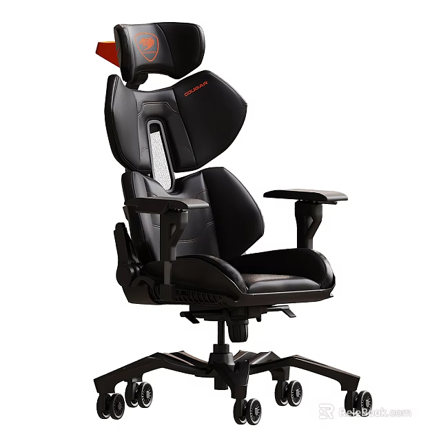 Ergonomic High Back Office Chair With Adjustable Armrests And Leather Upholstery 3d model 