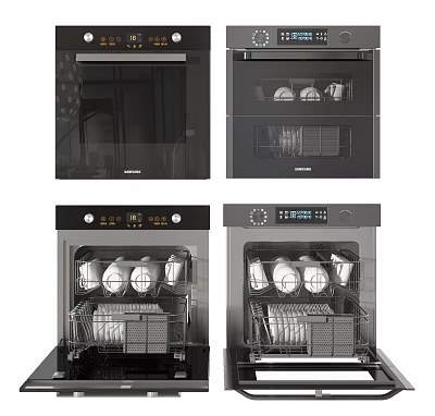 Black Kitchen Appliances Including Ovens And Dishwashers With Modern Designs 3d model