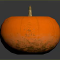 Vibrant Orange Round Pumpkin With Green Stem And Smooth Texture Isolated On Dark Background