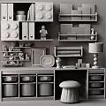 Wooden Children's Bed with Storage Drawers Bookshelf Toys Decor and Stool