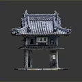 Traditional Chinese Classical Pavilion With Tiled Roof And Decorative Eaves Design