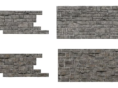 Modern Building Exterior Wall With Diverse Stone Patterns And Textures 3d model
