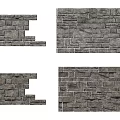 Modern Building Exterior Wall With Diverse Stone Patterns And Textures 3d model