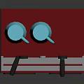 Red Electric Coffee Machine With Dual Blue Cups On Top And Single Cup Below