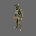 Game Movie Character In Camouflage Military Uniform With Tactical Vest And Goggles