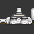 Industrial Sci-Fi Mechanical Components With Dome Topped Units Circular Elements And Warning Striped Bases 3d model