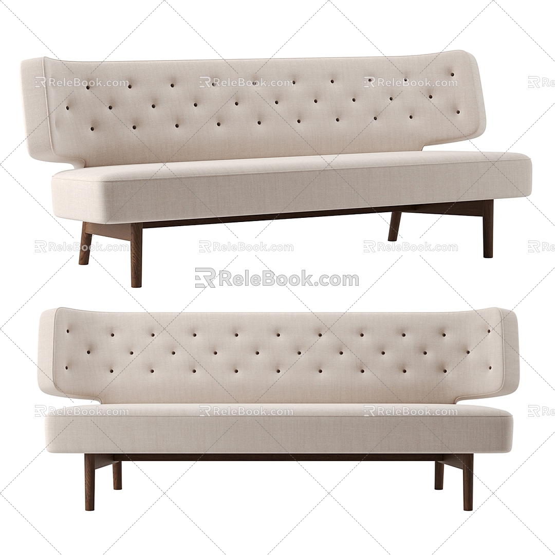 Menu Jane European solid wood fabric multi-person sofa 3d model