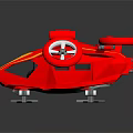 Red Aerospace Drone With Four Rotors And Yellow Stripe For Space Missions