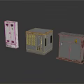 Industrial Metal Enclosures With Different Designs Gray White Rusted Details And Windows