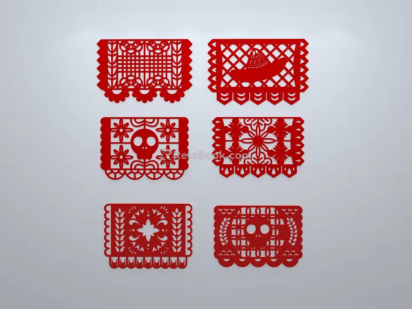 Chinese-style window grilles silhouette pane window sill border openwork window 3d model