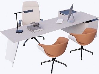 Modern Office Desk Boss Desk Computer Desk 3d model