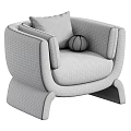 Modern Light Green Single Sofa With Curved Arms Geometric Pillow And Round Cushion