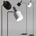 Modern Floor Lamp Featuring Metal Stand White Shade And Black Details