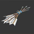 Bundled Arrows With White Arrowheads And Brown Shafts Tied In Blue Ribbon