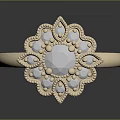 Elegant Vintage Gold Ring with Central Gemstone and Surrounding Small Stones Intricate Floral Design