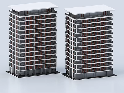 Modern Detached Villas With White Roofs Symmetrical Design And Multiple Floors 3d model