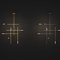 Modern Geometric Chandelier Design With Gold And Black Metal Cross Frame Structure