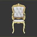 Elegant Accent Chair With Golden Carved Frame Gray Tufted Backrest Upholstered Seat And Ornate Armrests