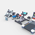 Fitness Sports Equipment Set With Dumbbells Barbell Exercise Bike And Treadmill
