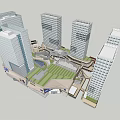 Modern High Rise Office Buildings With Glass Facade And Commercial Base Design