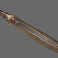 Decorative Sword With Red Gemstone Golden Decoration Metallic Blade And Red Handle