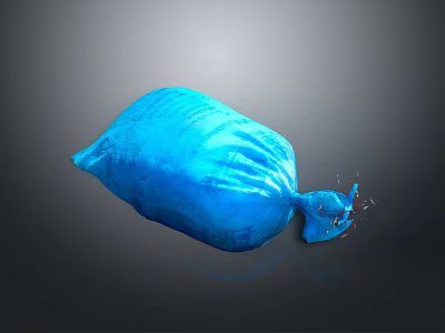 Blue Garbage Bag For Everyday Household Use With Tied Knot And Secure Closure 3d model