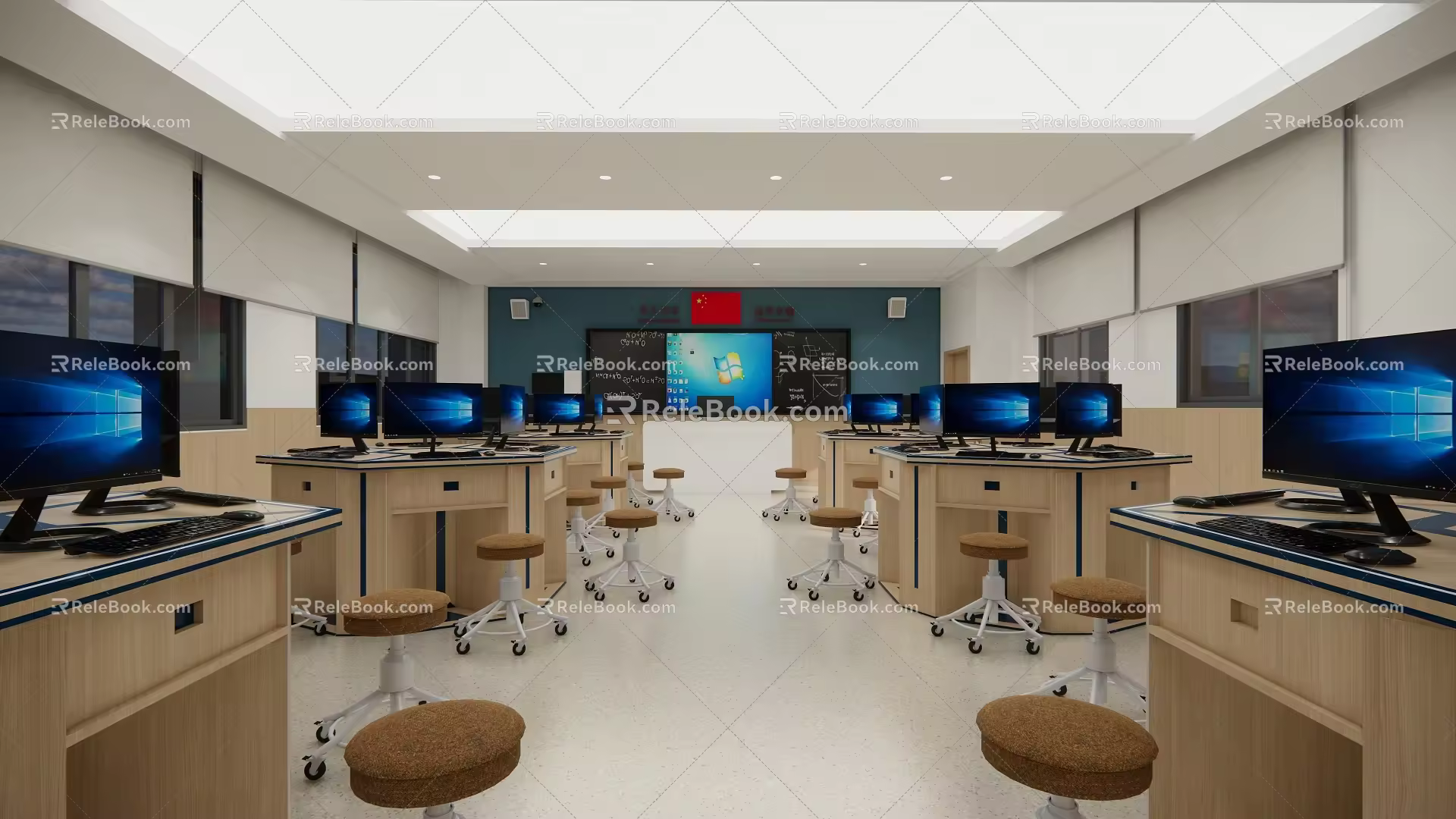 modern classroom computer 3d model