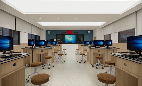 modern classroom computer 3d model