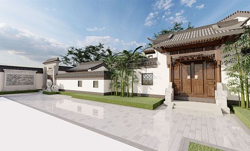 Chinese-style double-family villa 3d model