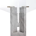 Elegant Modern Dining Table With Transparent Glass Top And Sleek Marble Legs Design