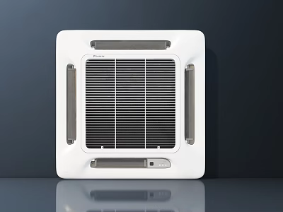 Modern White Ceiling Mounted Air Conditioner Fan with Grille Panel and Efficient Cooling Design 3d model