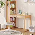 Kids Study Desk with Bookshelf Chair Toys and Cozy Learning Room Accessories