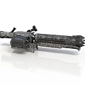Futuristic Tactical Weapon With Intricate Mechanical Design And Metallic Camouflage Texture