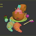 Bread sandwich bread pudding bean paste bread cheese bread big column bar breakfast bread 3d model