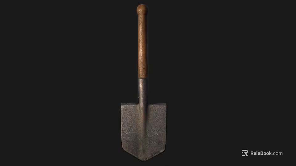 Sturdy Hardware Shovel Tool With Wooden Handle And Metal Blade 3d model 