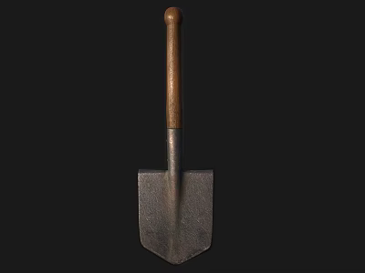 Sturdy Hardware Shovel Tool With Wooden Handle And Metal Blade 3d model