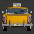 Yellow Classic Taxi Car With TAXI Sign And Striped Exterior Design