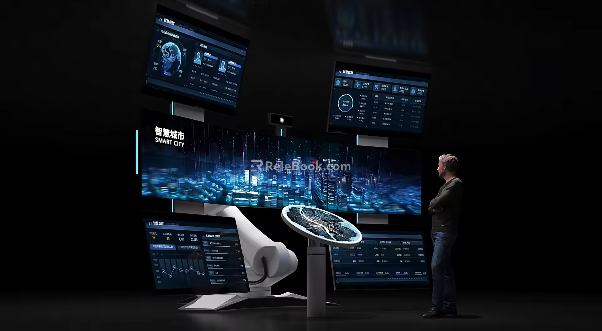 Exhibition Hall Exhibition Booth Smart City Big Data Platform Command Platform Multimedia Interactive Exhibition Item Interactive Device 3d model