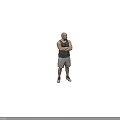 Bald Bearded Man With Arms Crossed Wearing Gray Sleeveless Tank Top And Camouflage Shorts Standing