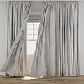 Curtain Curtain Tulle Wind Blown Window 3d model